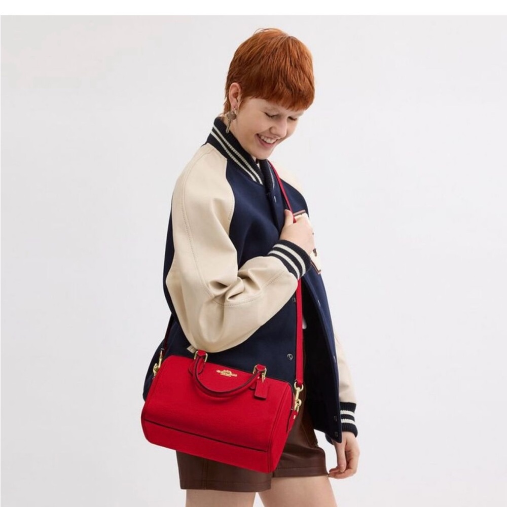 Coach Rowan Satchel(red/gold), with shoulder strap